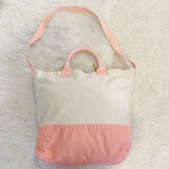 VICTORIAS SECRET Pink Cream Canvas Crossbody Tote - Picture 3 of 12